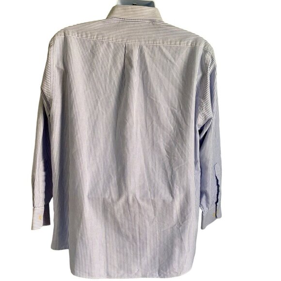 Van Heusen Blue White Oxford Wrinkle Free Button Down Shirt Men's 17 - Picture 6 of 8